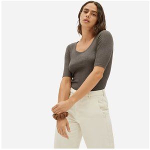 Everlane Prima Micro-Rib Scoop Neck Tee NWT